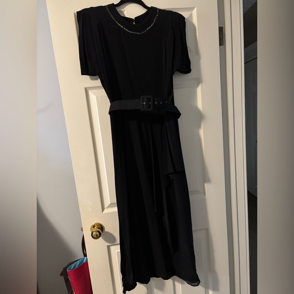 Vintage 40’sElegant Black Belted Dress